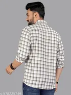 Polycotton Checked Shirts for Men, White 