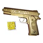 Plastic Mouser Gun Toy with 50 Pcs Bullets for Kids (Gold, Set of 1)