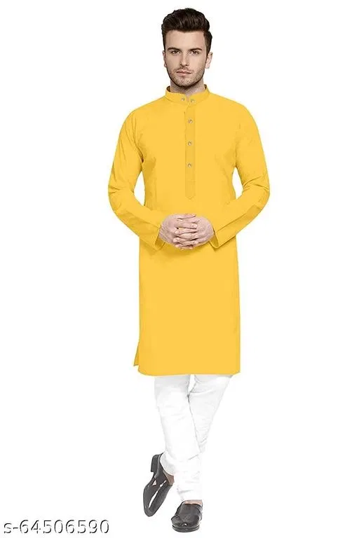 Kurta for Men (Yellow, M)