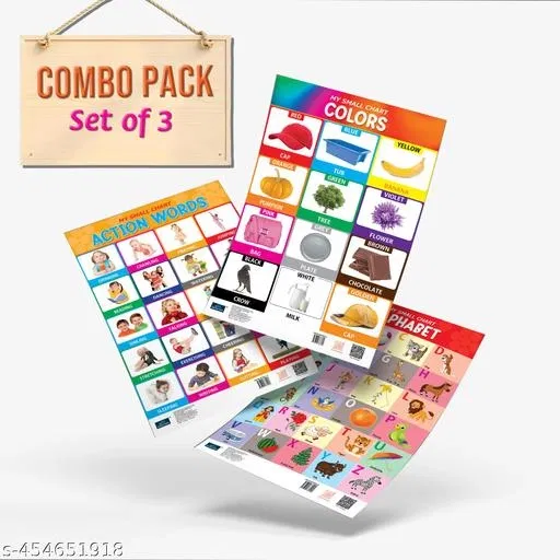 Bookford Publications My small chart Alphabet, Action Words & Colors (Set of 3)
