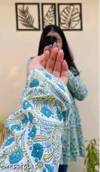 Rayon Printed Short Kurti for Women, Sky Blue 