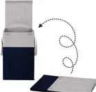 Canvas Laundry Basket,Blue & Grey,  