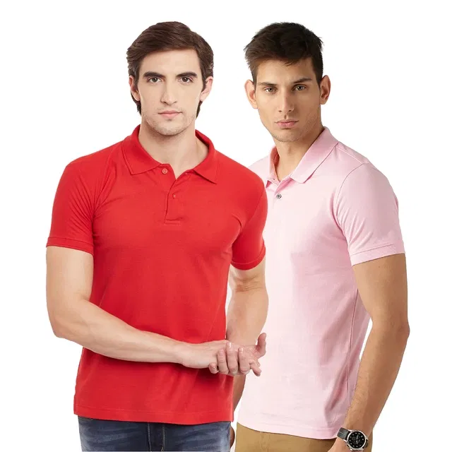 Polo T-shirts for Men, Pack of 2 (Multicolor, M)