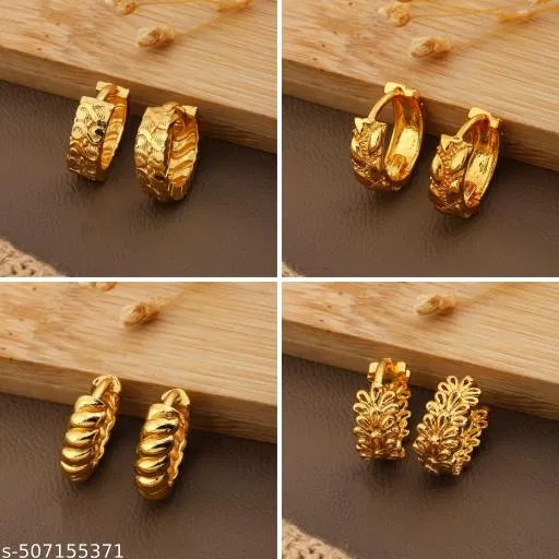 Gold-Plated Earrings/Studs/Bali Combo For Women'S/Girls