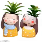 Terracotta Decorative Cute Girls Plant Holder for Home Decor 
