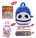 Combo of Kids Cartoon Bag Backpack, All In One Book, Water Bottle & Gift Set Geometry Set 