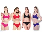 Cotton Blend Solid Lingerie Set for Women 