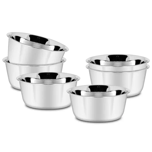 Stainless Steel Bowl/Katori, 350ml, [Pack of 6]