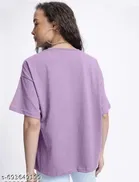Cotton Blend Printed T-shirt for Women, Purple 