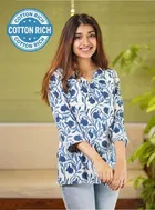Cotton Floral Print Short Kurti for Women 