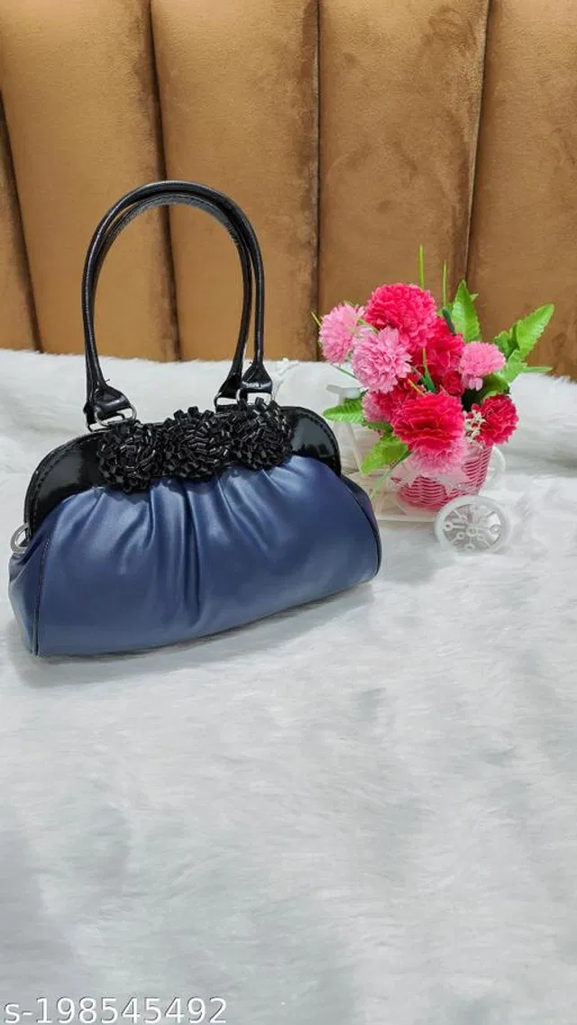 PU Handbag for Women (Blue & Black)