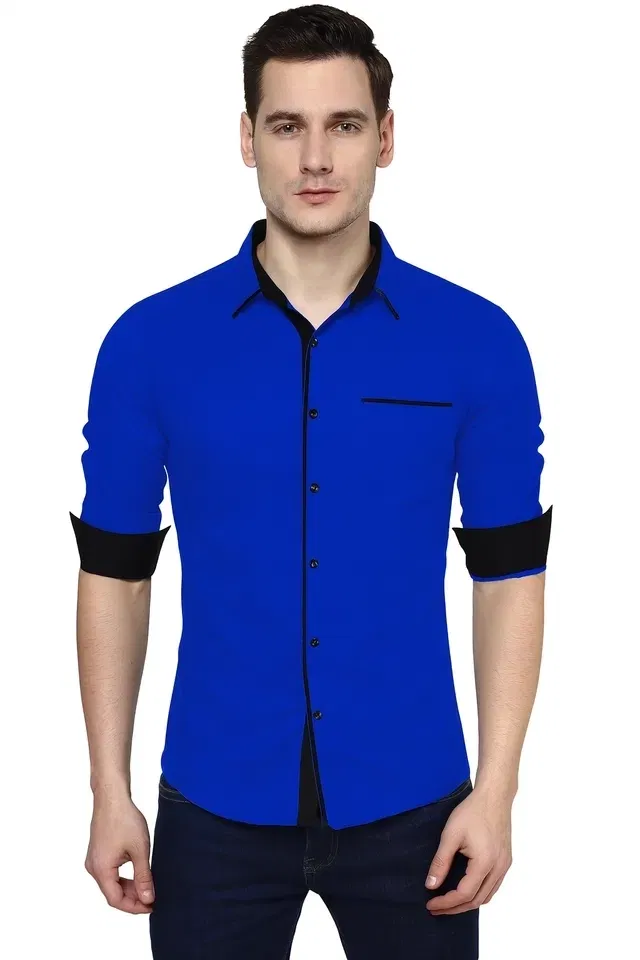 Full Sleeves Shirt for Men (Royal Blue, XL)