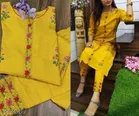 Cotton Blend Embroidered Kurta with Pant for Women 