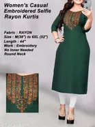 Rayon Embroidered Kurti for Women 