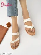 Shoetopia Synthetic Solid T-Strap Flats for Women 