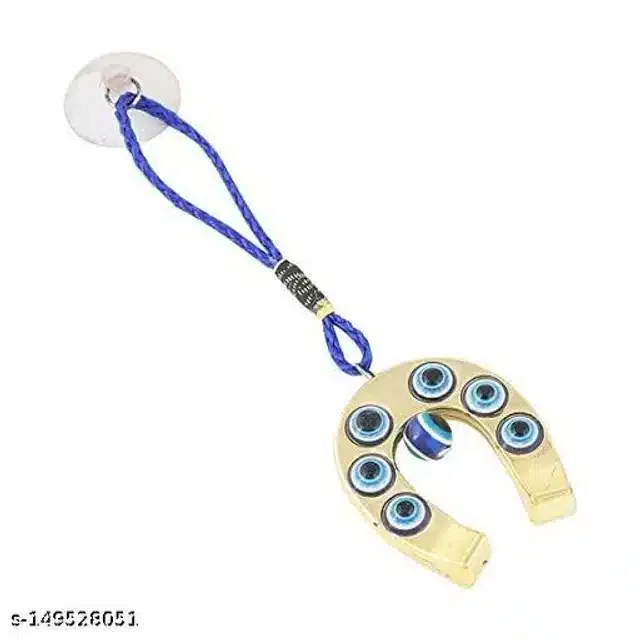 Horseshoe Evil Eyes Wall Hanging (Gold & Blue)