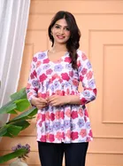 Rayon Floral Print Short Kurti for Women 