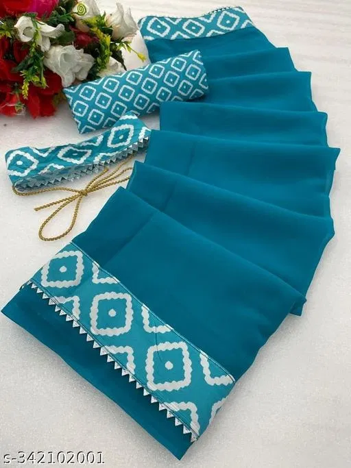 Designer Saree for Women (Teal)