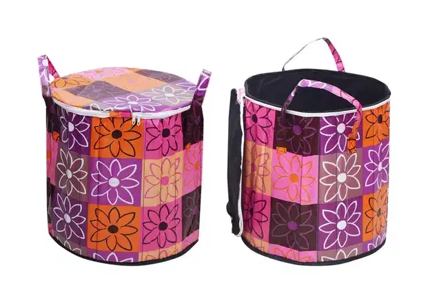PVC Printed Round Laundry Bag (Multicolor, 60 L)