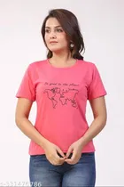 Half Sleeves T-Shirt for Women (Pink, S)