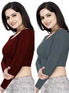 Lycra Ready Made Blouse for Women, Multicolour, Pack of 2 