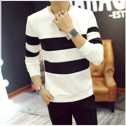 Fashion Globe Round Neck Full Sleeves T-Shirt For Men (White, L) (Fg-61)