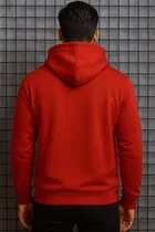 Fleece Solid Hoodie for Men, Red 