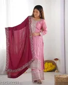 Palazzo Suit With Embroidery and Dupatta for Women 