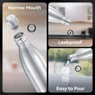 PEXPO Electro 1000 Stainless Steel Sports/Fridge Water Bottle with Sipper Cap - 980ml BPA Free - Silver