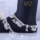 Brass Rhodium Plated Anklet Set 