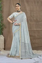 Silk Woven Design Saree for Women, White 