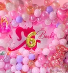 Barbie Theme 6th Birthday Balloon Decoration Kit For Kids, Multicolor, Pack Of 78