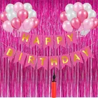 Birthday Decoration Foil Curtains with Banner & 50 Pcs Balloons with Manual Hand Pump (Multicolor, Set of 1)