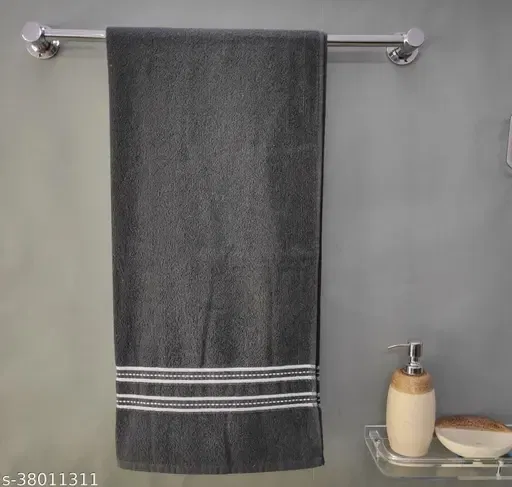 Cotton Bolls Bath Towels (Dark Grey, 27x54 Inches)