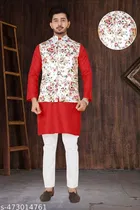 Cotton Button Kurta Set for Men 