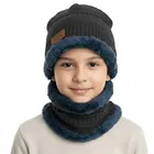 Woolen Solid Cap with Neck Wramer for Kids, Pack of 2, Multicolor