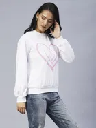 Women's Heart Printed Peasant Sleeves Sweatshirt 