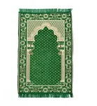 Furnishing Hut Velvet Handcrafted Islamic Janamaz Prayer Mat Green 27x50in