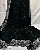 Cotton Silk Embroidered Saree For Women, Black