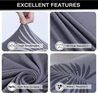 Homwatica 3 Seater Grey White Leaves Printed Elastic Sofa Cover 180X230Cm Pack Of 1