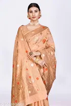 Linen Zari Woven Saree for Women 