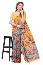 Women Georgette Printed Saree With Unstitched Blouse 