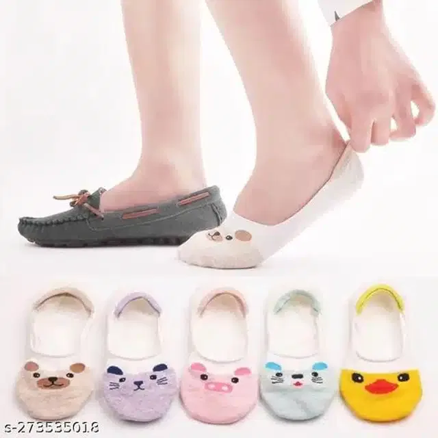 Cotton Socks for Women (Multicolor, Set of 5)