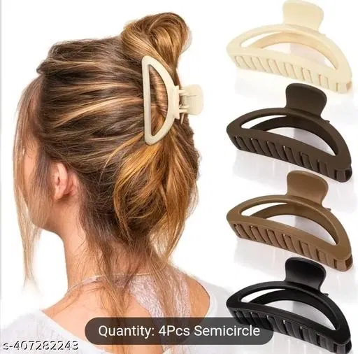 Plastic Hair Clutcher for Women & Girls (Multicolor, Pack of 4)