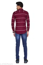 Cotton Blend Striped Shirt for Men, Maroon 