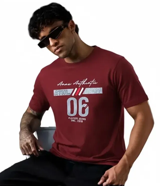 Polyester T-shirt for Men, Maroon (XL)