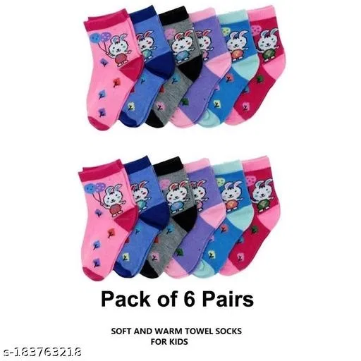 Woolen Socks for Kids (Multicolor, 1-2 Years) (Set of 6)