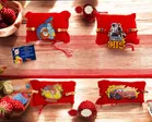 Wooden 4 Pcs Rakhi with Greeting card, Roli 