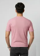 Polyester Round Neck T-shirt for Men, Pink 