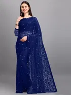 Net Solid Saree for Women 